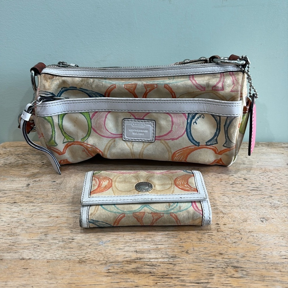 Coach Nylon Rainbow Monogram Edition Top Handle Satchel